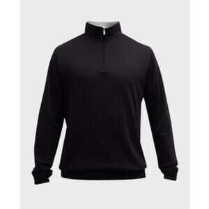 Peter Millar Mens Crown Comfort Quarter-Zip Pullover Sweater Golf Black Size 2XL